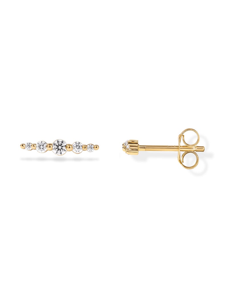 PAVOI 14K Yellow Gold Plated 925 Sterling Silver Posts Dainty Mini Climber Stud Earrings for Women | Graduated Cubic Zirconia Stones Stud Earring Pair - Image 1