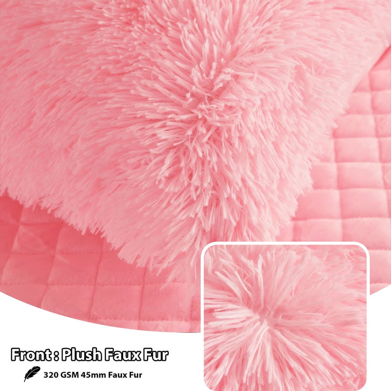 LIFEREVO 2 Pack Fluffy Faux Fur Pillow Covers,18 x 18 Inches Throw Pillow Shams,Luxury Decorative Furry Pillowcases Cushion Cover for Bed Couch Sofa, Zipper Closure, Pink - Image 2