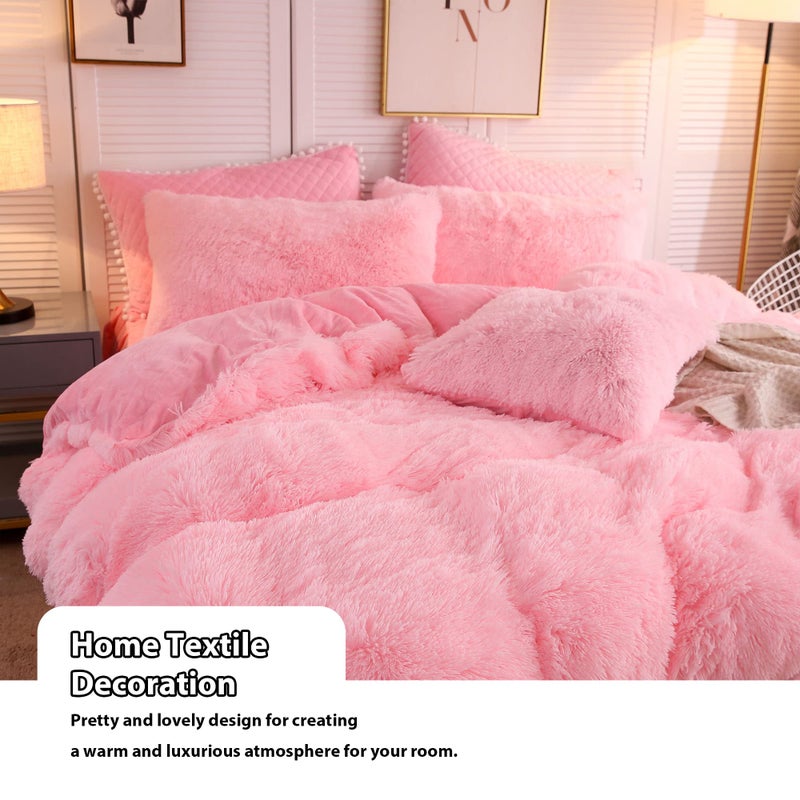 LIFEREVO 2 Pack Fluffy Faux Fur Pillow Covers,18 x 18 Inches Throw Pillow Shams,Luxury Decorative Furry Pillowcases Cushion Cover for Bed Couch Sofa, Zipper Closure, Pink - Image 4