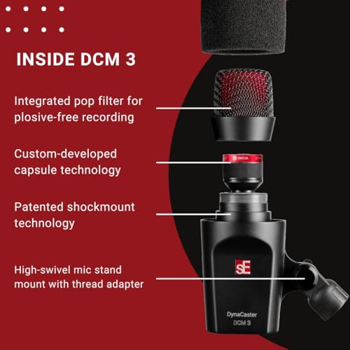 SE Electronics DCM3 Dynacaster DCM 3 Broadcast Microphone, Black - Image 3