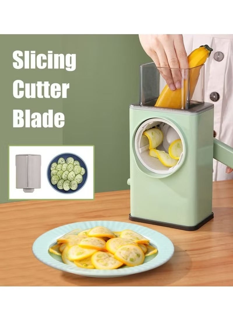 A ZONE Multifunctional Vegetable Cutter Chopper Rotary Cheese Grater 3-in-1 Shredder Slicer Grinder Salad Maker Machine with Stainless Steel Roller Blades for Vegetable Fruit Nut  - Image 2