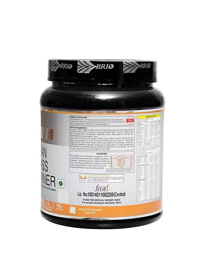 Brio Lean Mass Gainer Advanced Mass Gainer With L-Glutamine And Creatine | 1173 Kcals And 67.5 g Protein Advanced Mass Gainer For Men And Women Pack Of 500g Kesar Pista Badam - Image 2