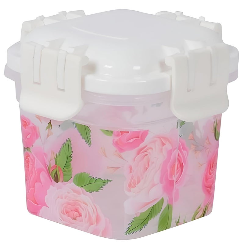 GION Square Shape Container Storage Jar 5 in 1 Flower Printed Storage Box for Kitchen Fridge Plastic Food Storage Containers 1Set - Image 5