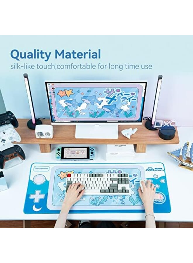 GEEKSHARE Cute Shark Party Mouse Pad Large Non Slip Rubber Base Desk Mat For Keyboard And Mouse Perfect For Gaming Writing Or Home Office Work - Image 2