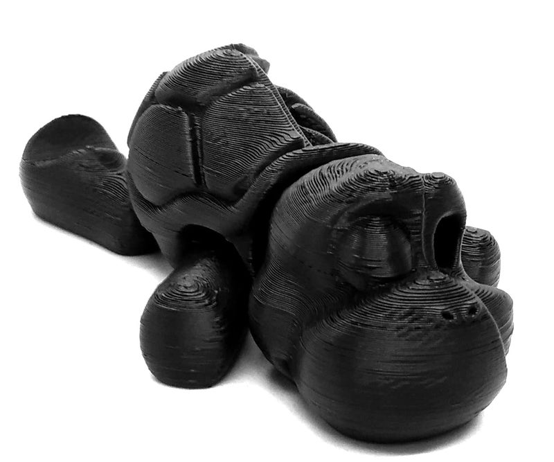 CERO ® 3D Printed Adorable Flexi Turtle and Mobile Stand/Home Decor/Display (Black PLA Plastic) - Image 1