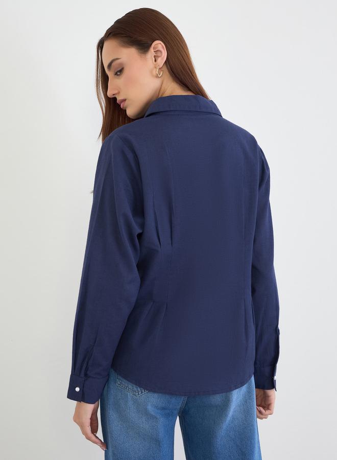 ستايلي بلوزة بقصة عادية وأزرار لؤلؤ - Image 5