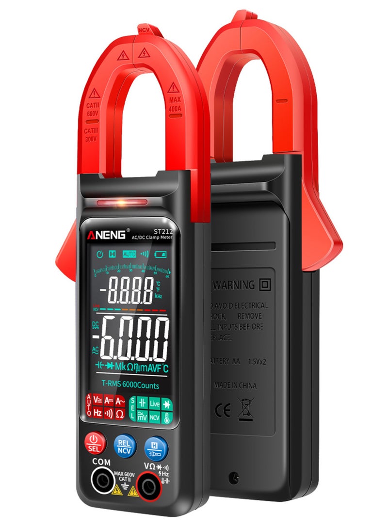 ANENG ST212 Clamp Meter Intelligent Digital Clamp Multimeter 6000 Counts Smart AC & DC Voltmeter 400A Ammeter VA Colored Display Auto Range Clamp Type Tester NCV Non-contact Voltage Measurer Resistanc - Image 1
