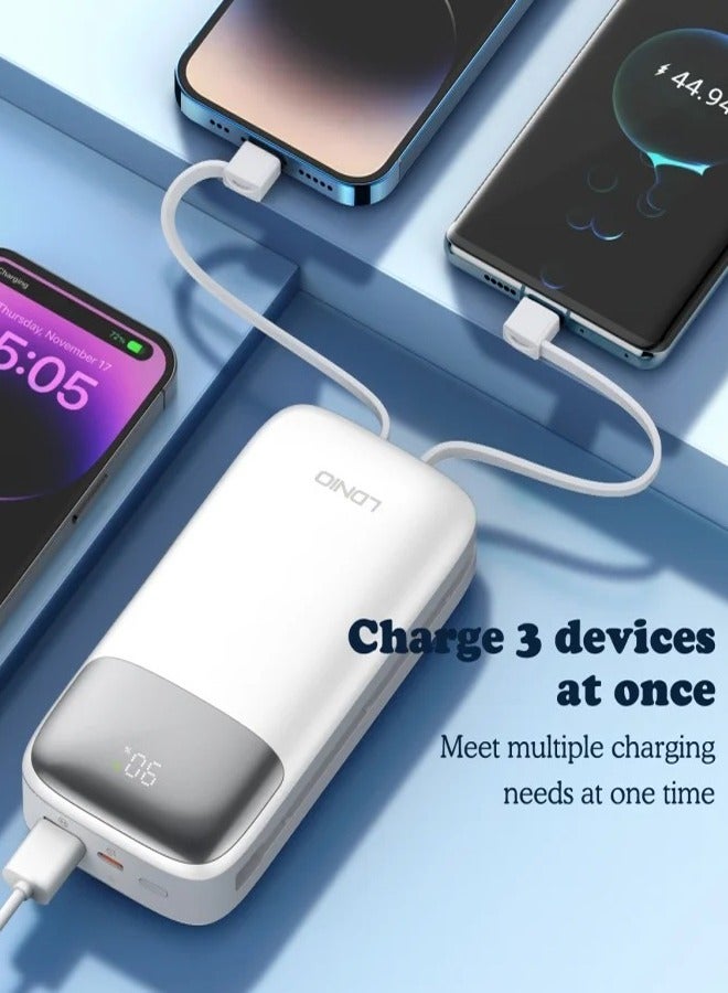 LDNIO باور بانك 20000 مللي أمبير في الساعة USB-C شحن سريع باور بانك شاشة LED ذكية مع كابل شحن مدمج - Image 3