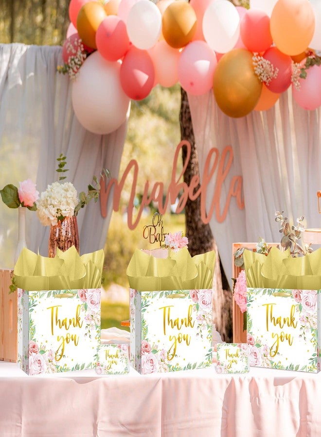 LUUFILx We Appreciate You Gift Bag Floral Thank You Gift Bag with Tissue Paper Greeting Card Appreciation Gifts Wrapping Paper with Handle for Business Retirement Wedding Teacher Birthday Party Supplies - Image 3
