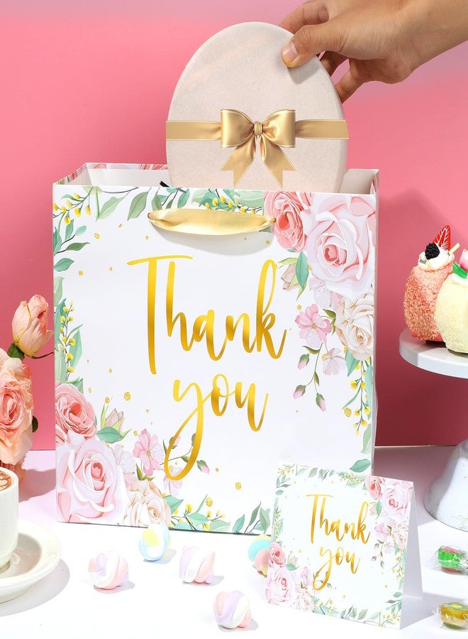 LUUFILx We Appreciate You Gift Bag Floral Thank You Gift Bag with Tissue Paper Greeting Card Appreciation Gifts Wrapping Paper with Handle for Business Retirement Wedding Teacher Birthday Party Supplies - Image 2