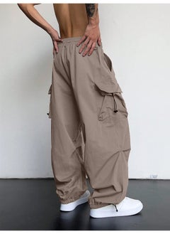 Maniac Mens Solid Side Pockets Silver Mink Nylon fabric Baggy fit Cargo Pant  - Image 4