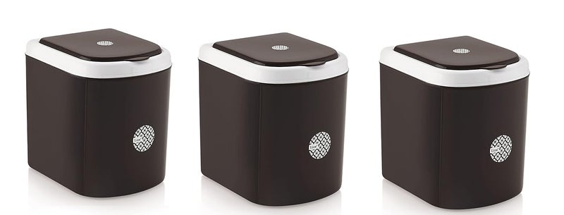 Nabhya Combo Of 3 Mini Waste Bin Disposal Dustbin for Car Office Desk and Home Use Disposal Dark Brown - Image 1