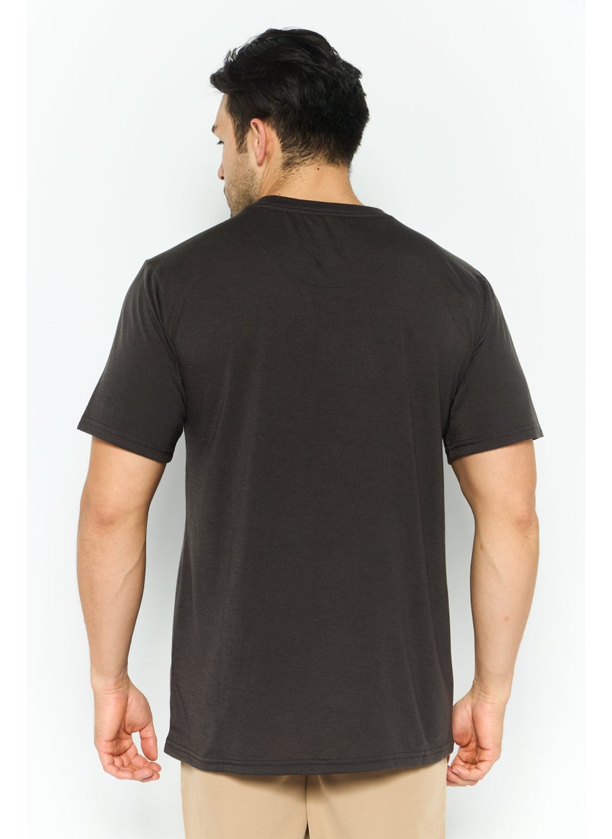Modern Culture Men Crew Neck  Short Sleeve Plain T-Shirt, Charcoal  - Image 4