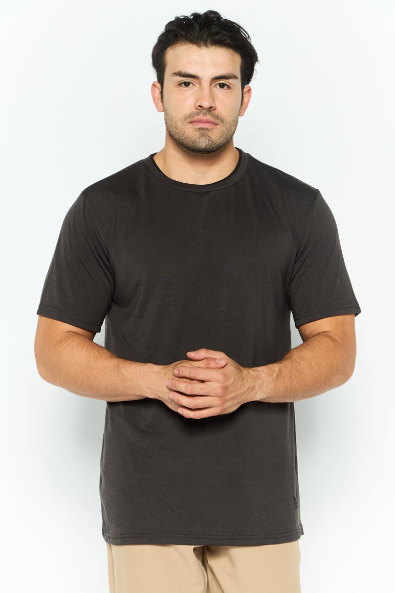 Modern Culture Men Crew Neck  Short Sleeve Plain T-Shirt, Charcoal  - Image 1