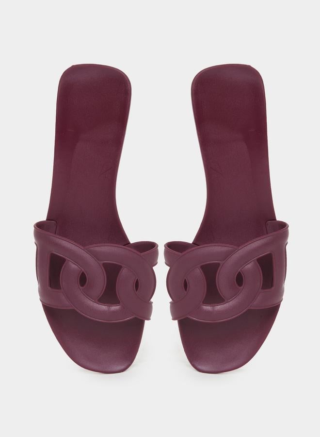 Take Two Solid Cross Circle Vamp Flat Sandals - Image 5