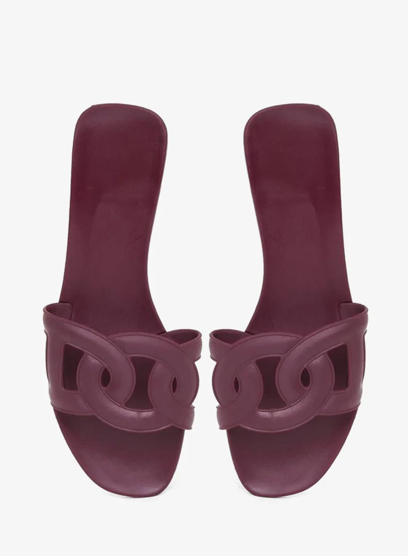 Take Two Take Two Solid Cross Circle Vamp Flat Sandals