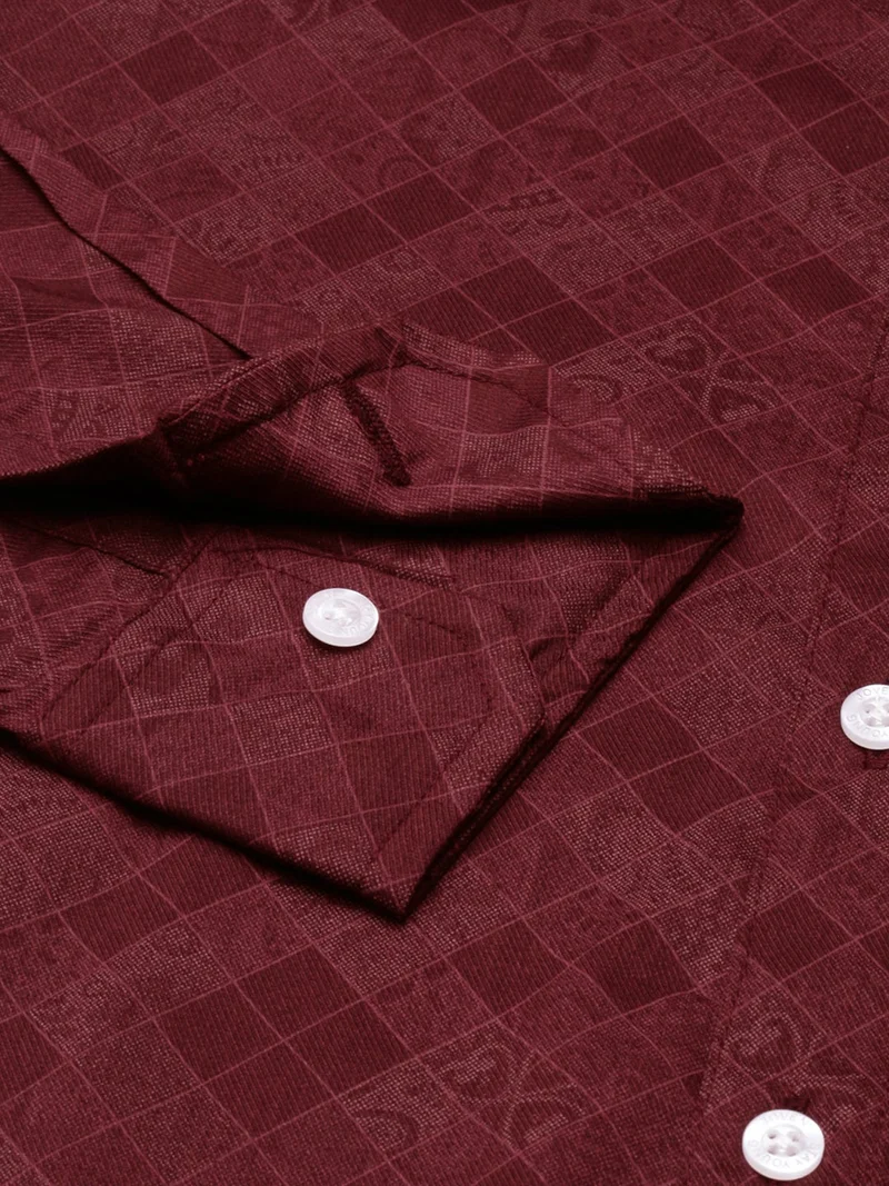 Joven  Maroon Printed Cotton Shirt for Men for Men | Best Price UAE