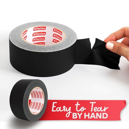 XFasten Black Gaffers Tape 2 Inch x 60 Yards (180 Feet) Residue-Free Matte Black Gaff Tape 2 Inch, Non-Reflective, Easy-to-Tear, Strong Adhesion for Floor Marking, Electrical Cords, Photography - Image 4