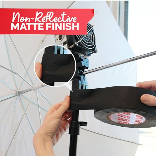 XFasten Black Gaffers Tape 2 Inch x 60 Yards (180 Feet) Residue-Free Matte Black Gaff Tape 2 Inch, Non-Reflective, Easy-to-Tear, Strong Adhesion for Floor Marking, Electrical Cords, Photography - Image 3