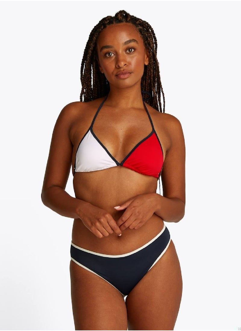 TOMMY HILFIGER Women's Hilfiger Flag Padded Bikini Top - Nylon, Multicolour  - Image 1