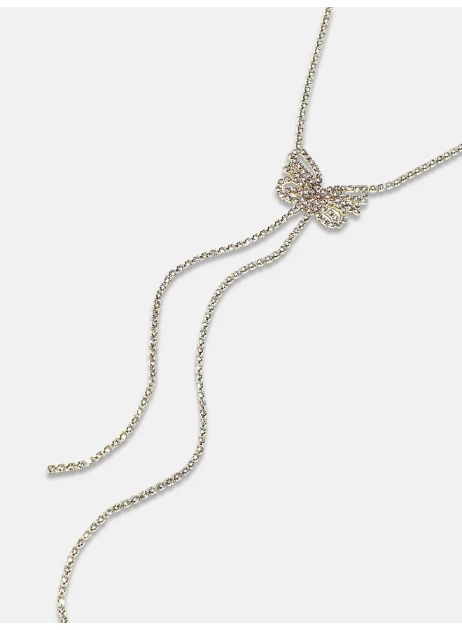 SOHI Rhinestone Butterfly Lariat Artificial Necklace Jewellery