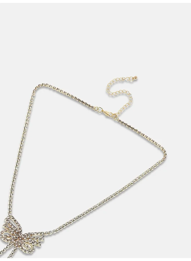 SOHI Rhinestone Butterfly Lariat Artificial Necklace Jewellery
