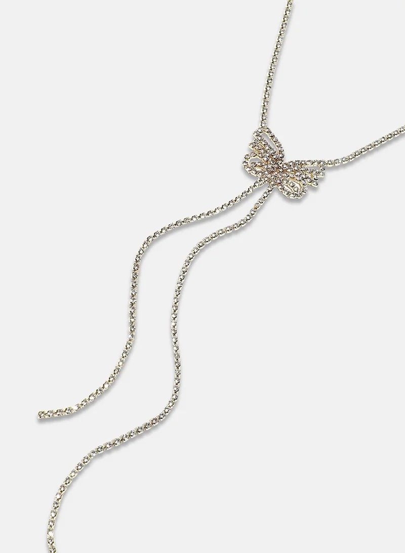 SOHI Rhinestone Butterfly Lariat Artificial Necklace Jewellery