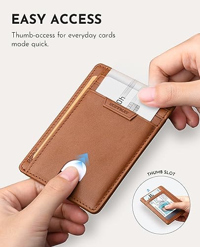 Buffway Slim Wallet for Men Women Minimalist Small Leather Front Pocket Wallets with RFID Blocking and Gifts Box - Bassa Brown - Image 5