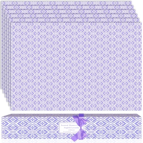 SCENTORINI Lavender Scented Drawer Liners, 6 Sheets Fragrant Paper Liners Non-Adhesive Paper Sheets for Home Closet, Dresser Drawers, for Home Fragrance - Image 1