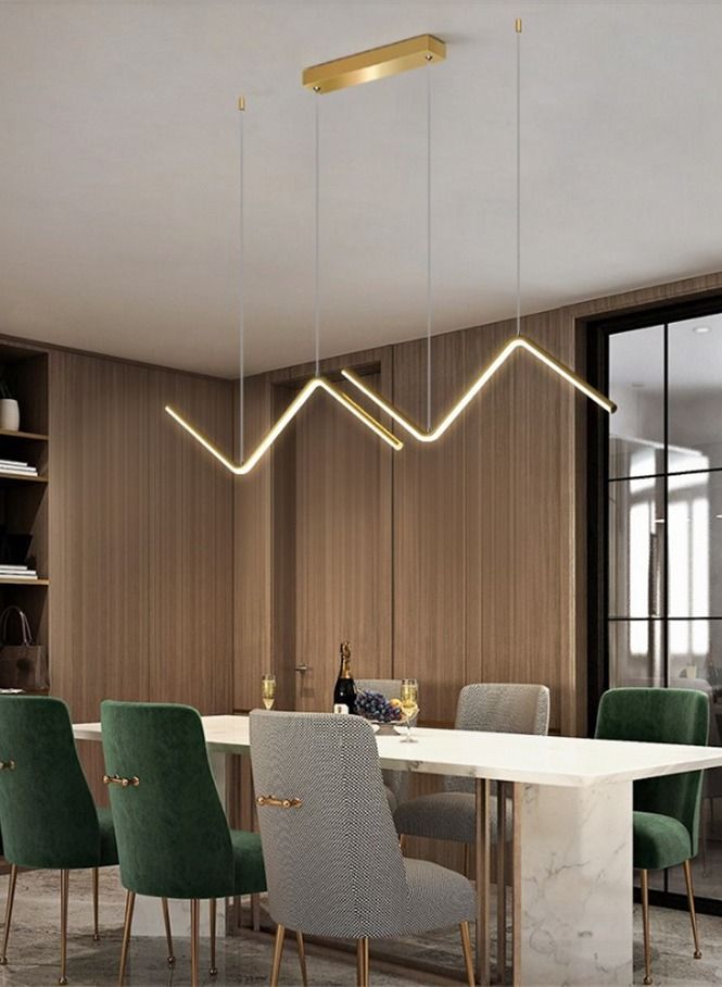 Nordic Pendant Light Art Line Led Haning Lamp Geometric Chandelier Indoor Lights For Restaurant Bar Front Desk Office Decoration - Image 2