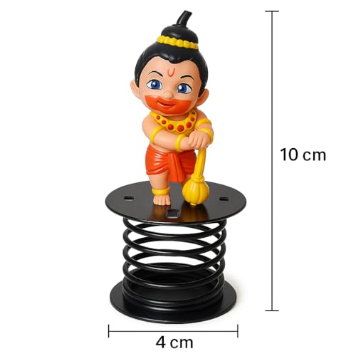 URBAN SELECT™ Bala Hanuman Idol for Car Dashboard | Cute Child Hanuman Ji Murti for Home, Office & Pooja Room | Bobble Head Spring Bajrangbali Figurine | Divine Bal Hanuman Statue for Devotional Décor - Image 3