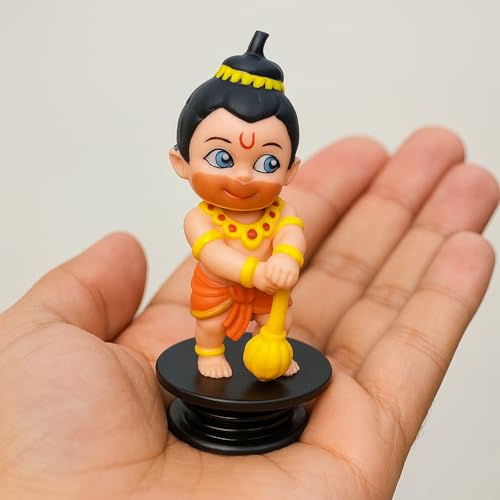 URBAN SELECT™ Bala Hanuman Idol for Car Dashboard | Cute Child Hanuman Ji Murti for Home, Office & Pooja Room | Bobble Head Spring Bajrangbali Figurine | Divine Bal Hanuman Statue for Devotional Décor - Image 4