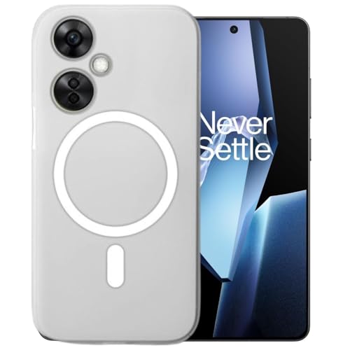 MAGICHUB Luxury Paper Thin Case Cover for OnePlus Nord CE 3 Lite 5G | Matte Finish | Only Compatible with Wireless Magnetic Accessories | Compatible with magsafe | (White) - Image 1