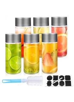 SKYLINK 6Pack 8oz Glass Juice Bottles with Silver Lids – 250ml Reusable Drink Bottles for Water, Smoothies, Beverages – Includes Cleaning Brush & Labels  - Image 1
