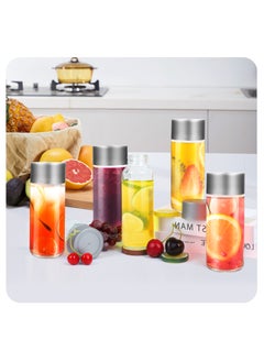 SKYLINK 6Pack 8oz Glass Juice Bottles with Silver Lids – 250ml Reusable Drink Bottles for Water, Smoothies, Beverages – Includes Cleaning Brush & Labels  - Image 3
