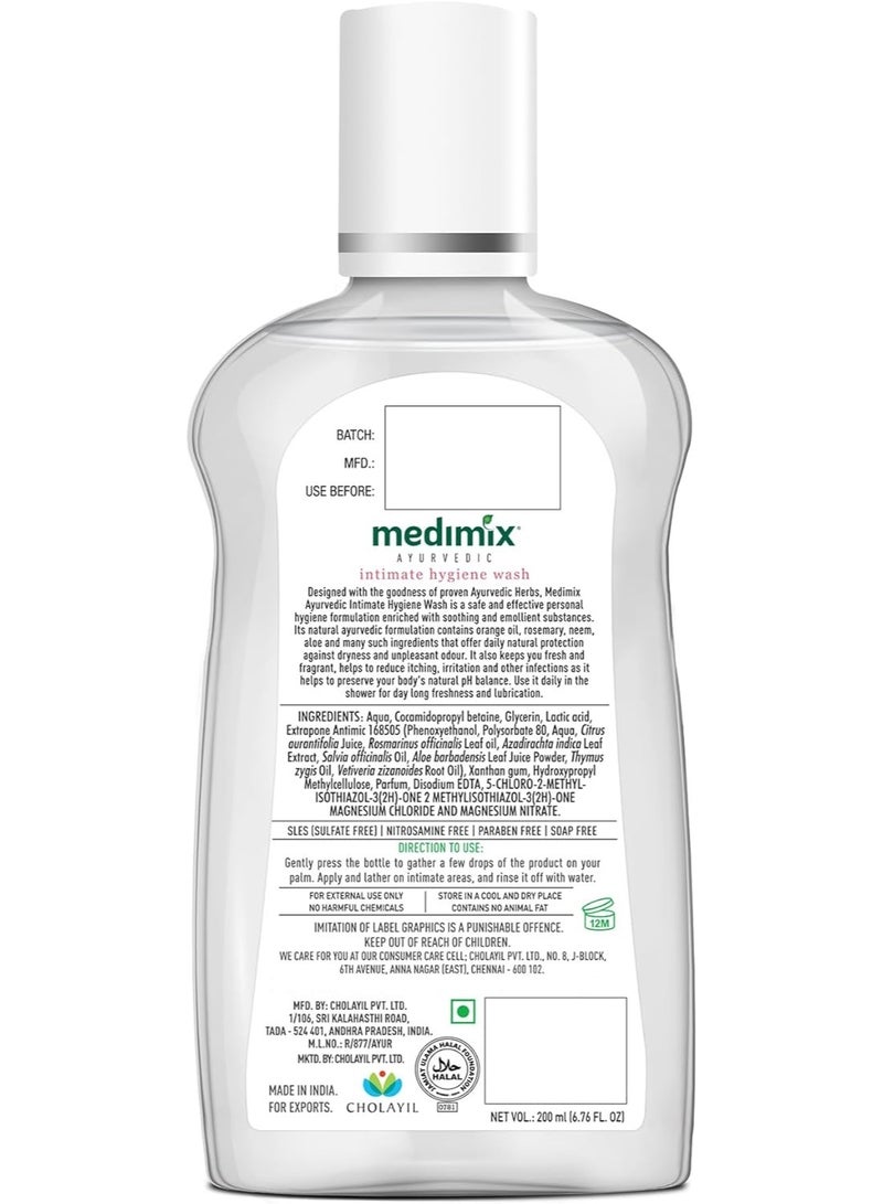 Medimix Ayurvedic Intimate Hygiene Wash Enriched With Neem Extract Bisabolol Thyme Oil & Other Essential Ingredients Ph Balanced 200 ML - Image 2