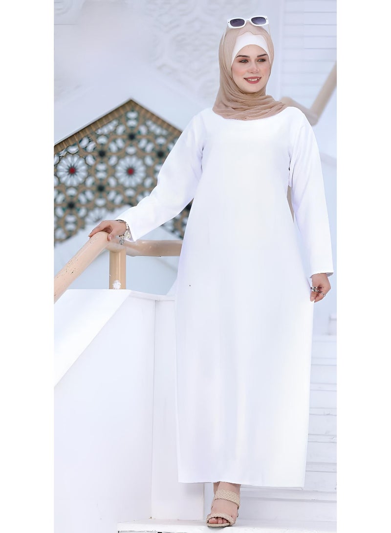 جوزيل بيزك دريس كريب روزالين خامة مستوردة درجة أولى من جوزيل - لايصف ولا يشف -كم أبيض - Image 4