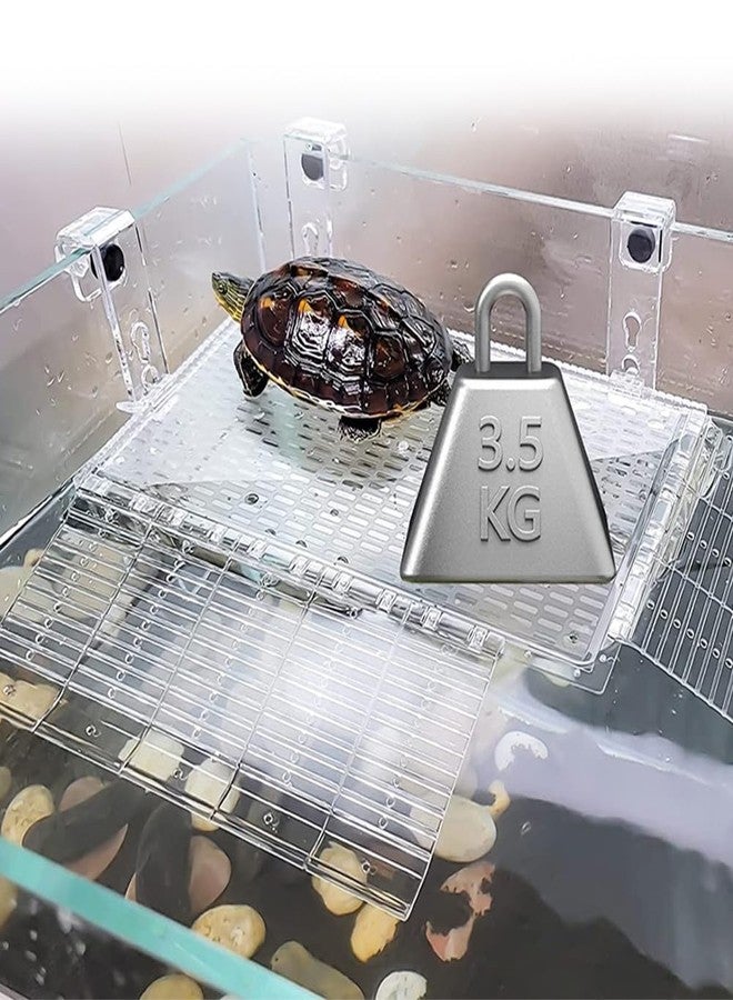 YXQ Hanging Turtle Basking Platform Multifunctional Acrylic Large Ramp Terrace Fence Type Aquarium Tank Decor Platform for Aquatic Reptile Feeding Resting - Image 3