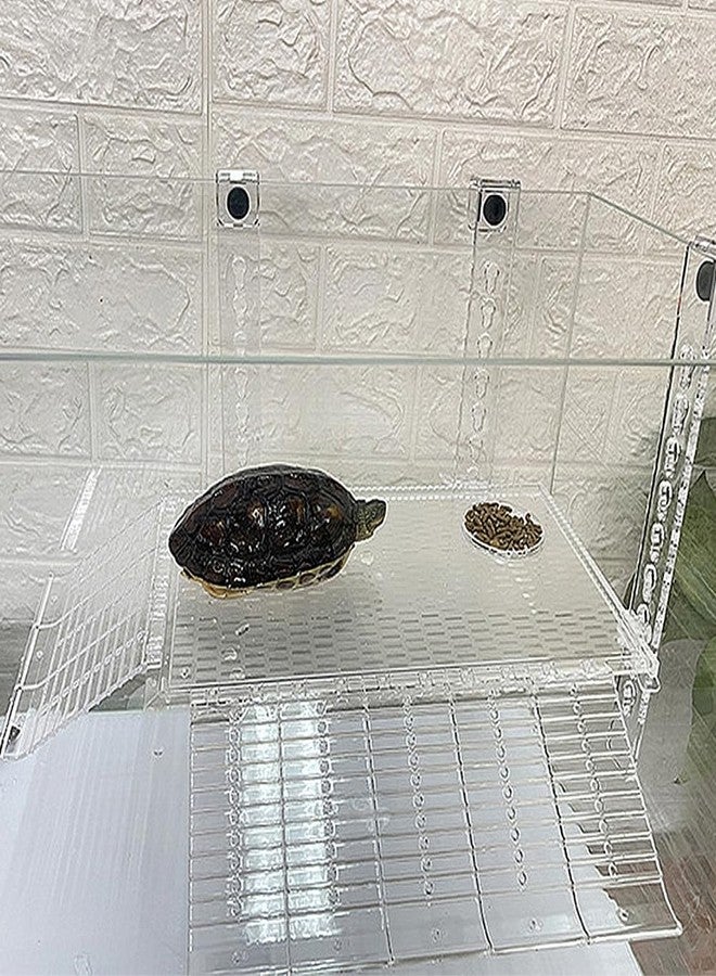 YXQ Hanging Turtle Basking Platform Multifunctional Acrylic Large Ramp Terrace Fence Type Aquarium Tank Decor Platform for Aquatic Reptile Feeding Resting - Image 5