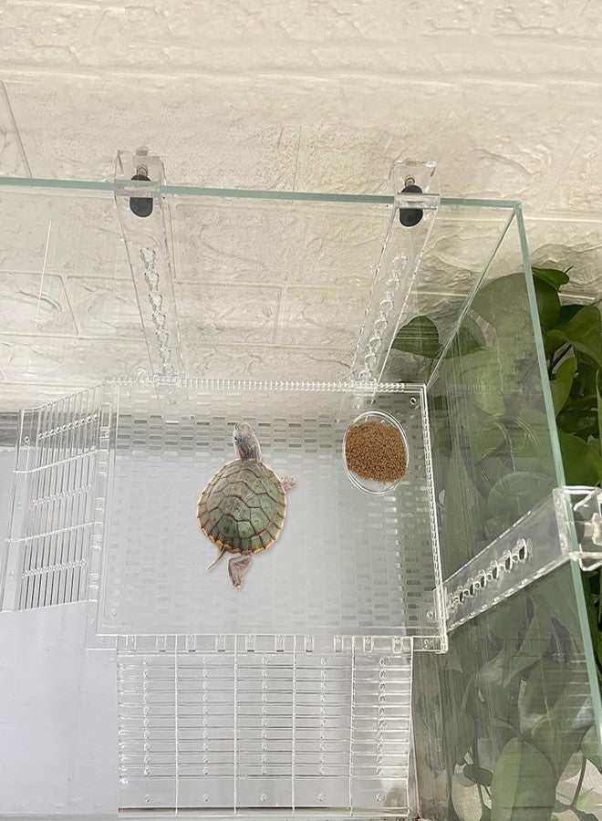 YXQ Hanging Turtle Basking Platform Multifunctional Acrylic Large Ramp Terrace Fence Type Aquarium Tank Decor Platform for Aquatic Reptile Feeding Resting - Image 4
