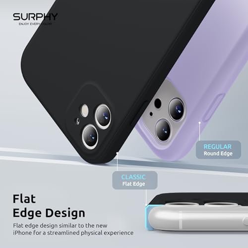 SURPHY Design for iPhone 11 Case with Camera Protection, Straight Edge Slim Design, Liquid Silicone Phone Case for iPhone 11 6.1 inches, Black - Image 3