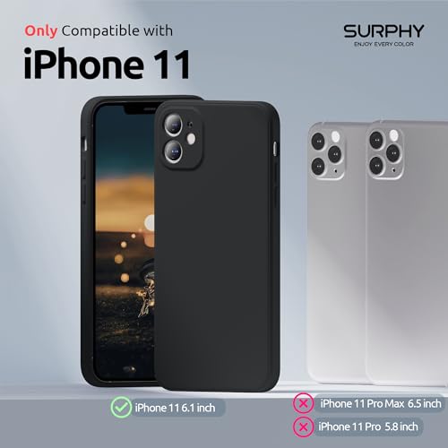 SURPHY Design for iPhone 11 Case with Camera Protection, Straight Edge Slim Design, Liquid Silicone Phone Case for iPhone 11 6.1 inches, Black - Image 2