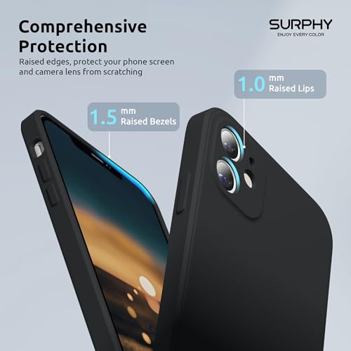 SURPHY Design for iPhone 11 Case with Camera Protection, Straight Edge Slim Design, Liquid Silicone Phone Case for iPhone 11 6.1 inches, Black - Image 4
