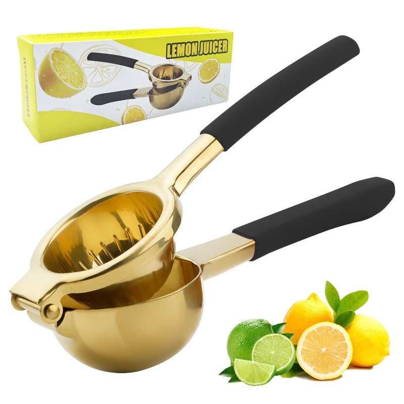 AGIgear Lemon Squeezer Stainless Steel Lemon Juicer Manual Heavy Duty Lemon Juicer ProGrade No Seeds Citrus JuicerGold - Image 2