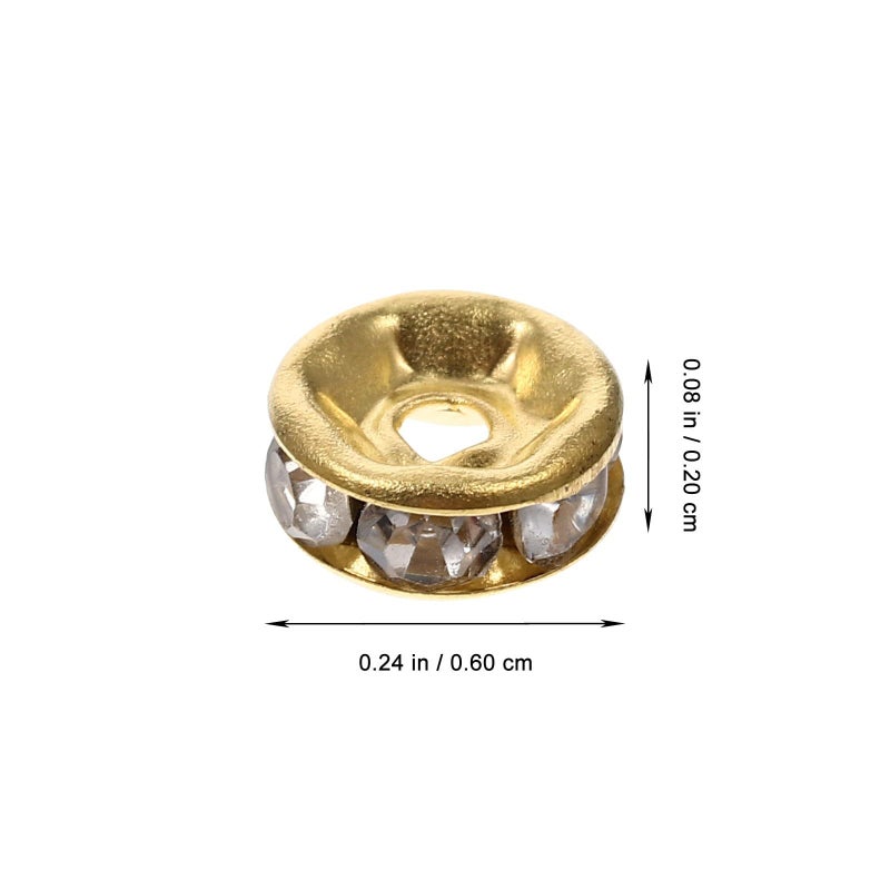 200pcs Gold Alloy Rhinestone Spacer Beads 6mm DIY Bracelet Making Supplies - Image 4