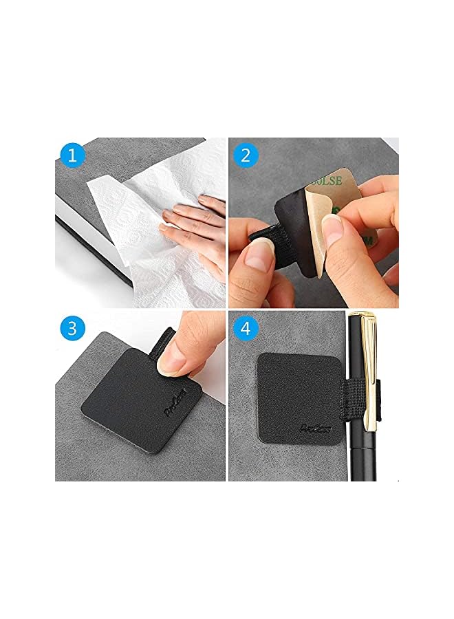 Procases 【5 Pack】 Self Adhesive Pen Loop Holder, for Dairy Notebooks Journals Planners, Elastic Stick On Pen Holder Stylus Loop -Black - Image 2