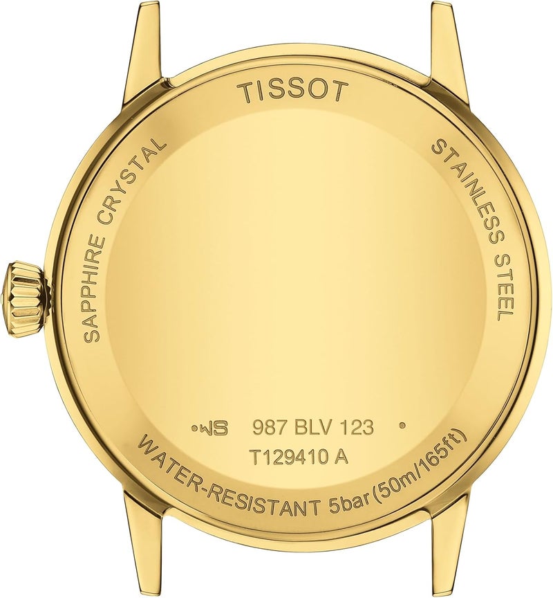 Tissot Men's Classic Dream Quartz Watch with Yellow Gold PVD Coating and Brown Leather Strap - Image 3