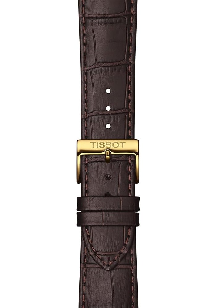 Tissot Men's Classic Dream Quartz Watch with Yellow Gold PVD Coating and Brown Leather Strap - Image 4