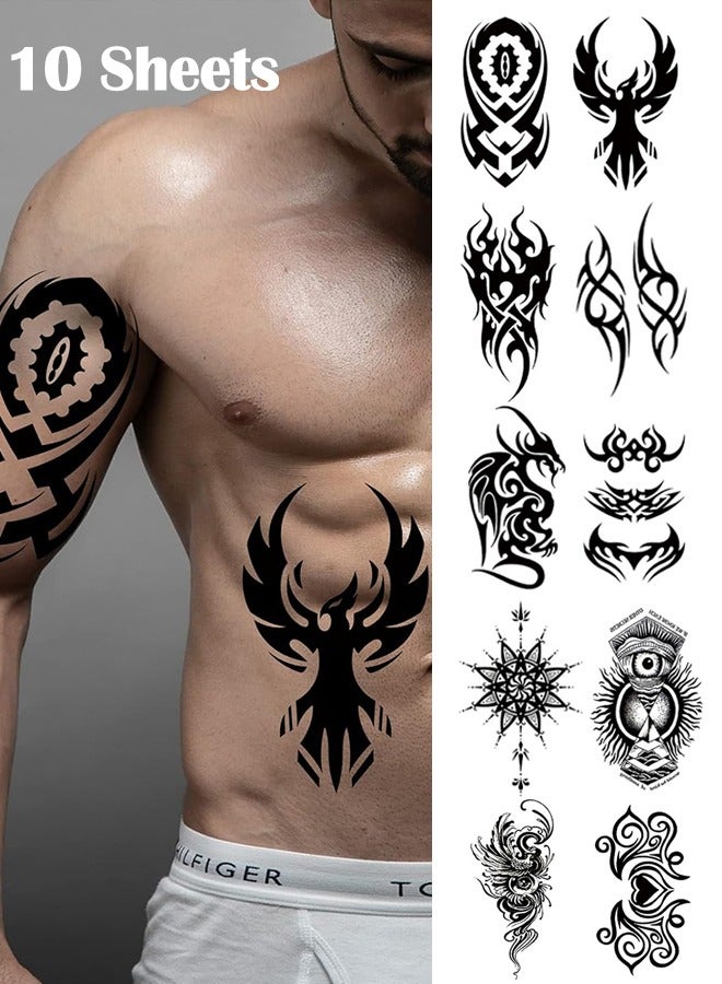 10 Sheets Temporary Tattoos Extra-Large Semi Permanent Tattoo, Art Design Temporary Tattoos, Lasts 1-2 Weeks, Waterproof, Realistic look, No Adhesive, No reflection - Image 1