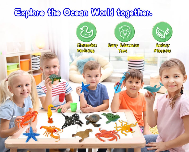 KECIABO Ocean Sea Animal Figures, 12 Pack Realistic Soft Plastic Bath Toys for Toddlers, Kids, Boys, and Girls - Image 2